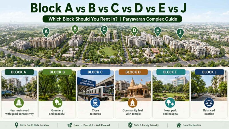 Block A vs B vs C vs D vs E vs J— Which Block in Paryavaran Complex Should You Rent In