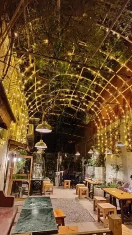 Creative café spaces and narrow lanes inside Champa Gali