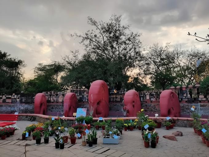 Stone Elephant After Main Entry inside the garden of Five Senses
