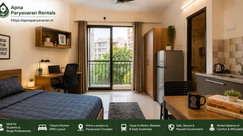 1RK Flats for Rent in Paryavaran Complex for Students & Single Working Professionals